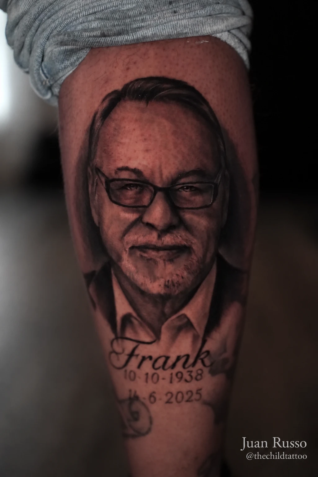 Tatuaje Retrato de Juan Russo en Memphis TN.