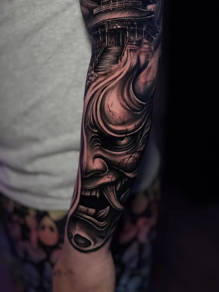 Oni mask by Juan Russo in Cordova, Memphis.